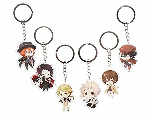 CosplayStudio Bungo Stray Dogs Schlüsselanhänger Set | 6 Schlüsselringe mit Chibi Anhängern