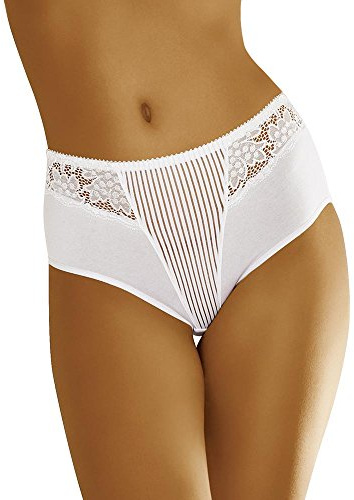 Wolbar Damen Maxi Taillenslip Mit Spitze WB47, Weiß,XL