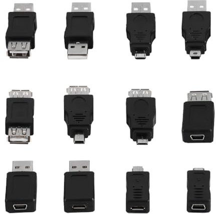 Joyzan USB2.0 Adapter, Micro USB Converter Pack Of 12 PCs Mini USBConnector USB2.0 Male To Female Adapter multiple USBCoupler Set with OTG Function Support Data Transmission And Charging