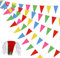 Wimpelkette Stoff 100 Meter Outdoor Wetterfest Regenbogen Girlande bunt Banner mit 150 Stück Dreieck Flaggen Indoor & Outdoor Draußen als Deko Dekoration