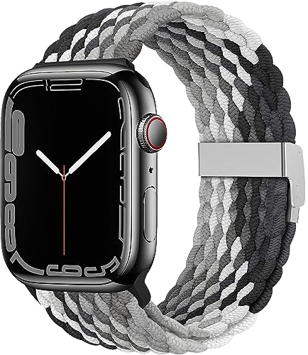 TINICR Ersatzarmband Kompatibel mit Apple Watch Armband 49mm 45mm 44mm 42mm, Elastisches Verstellbares Geflochtenes Nylon Solo Loop Sport Armbänder für iWatch Ultra/SE/8/7/6/5/4/3/2/1 Herren Damen