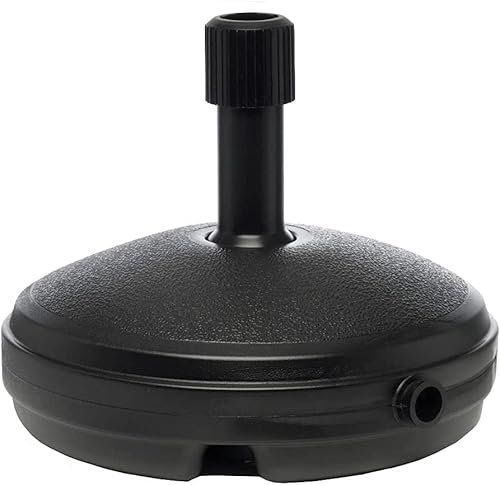 Heavy-Duty Black Round Umbrella Base - 7 Liter Sand-Filled Plastic Holder for Stability and Wind Resistance - Ideal for Garden, Patio, and Beach Sold By VR Angel