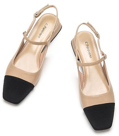 C.Paravano Damen Slingback Schuhe Flache Schuhe für Damen Sandalen Elegant & Komfortabel Ideal für Reisen, Einkaufen und Party(Beige,41)
