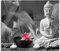 Buddha mit Seerose Herdabdeckplatte & Spritzschutz aus Echtglas | Für Herd-Kochfelder | 60x52 cm