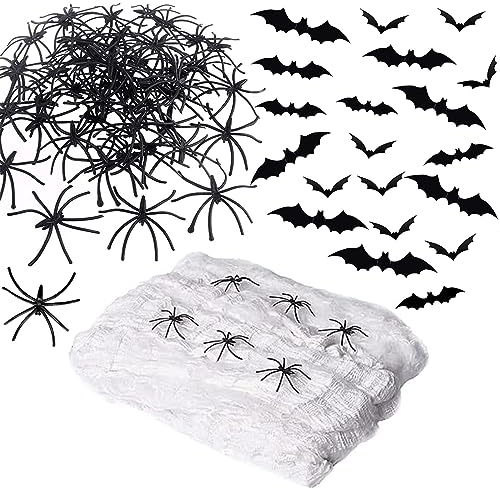 Tarocat 140g Halloween Spinnennetz Deko, Halloween Dekoration Spinnennetz, Stretch Spinnenweben, Halloween Spinnennetz, Spinnennetz Deko
