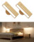 DetarZinLED Lámpara de Pared con Batería de Carga USB, Lampara Mesita Noche Recargable, Apliques de Interior Adhesivos para Dormitorio sin cable (Madera de haya, 2 Pcs)