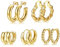 Dochais 5-6 Paar Chunky Hoop Earrings,Gold Creolen Ohrringe,18 Karat Vergoldet Ohrringe Dupes,Tropfen Twisted Huggie Ohrringe,Hypoallergene Hoop Ohrringe für Damen Frauen Mädchen (Gold)