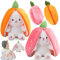 Gefülltes Kaninchen mit Karotten und Erdbeeren, 2 Stück Hasen Kuscheltier Verstecken, Plush Hasen Karotten, Hasen verstecken plüsch, Hasenpuppe, Kuscheltier Osterhase Puppe Geschenk für Kinder