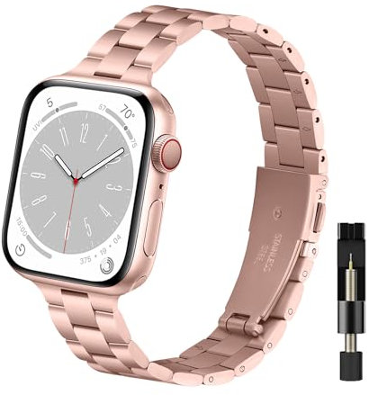 WoPail Cinturino Donna Compatibile con Apple Watch 42mm 41mm 40mm 38mm Series 11/10/9/8/7/6/5/4/3/2/1, Cinturino Sottile di Ricambio Metallo Acciaio Inossidabile per iWatch SE 3 40mm - Rosa