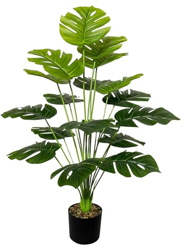 AIVORIUY Planta Artificial con Maceta Areca Palmera Grande Arbol Artificial Plastico Interior y Exterior Hogar Oficina Salon Dormitorio Balcón Moderno Decorativas (75cm Verde Palmera Monstera)