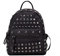 MULAIDI All-Match, wasserdichter PU-Leder-Rucksack, Nieten, einfarbig, Schultasche für Damen, Mädchen, Reise, Leder, Schwarz