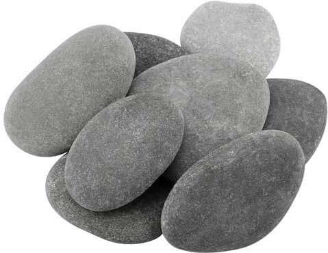 HEIYUET 10 Stück Flache Steine zum Bemalen, 5-8cm Glatte Große Steine, Kieselsteine Grau, Flusskiesel, Dekosteine Groß, Naturstein für Kreative Handwerk Malerei Kunst
