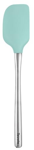 Tovolo Flex-Core Stainless Steel Handled Spatula Heat-Resistant & BPA-Free Silicone Turner Head, Cast Iron & Non-Stick Cookware, Dishwasher-Safe, Aqua