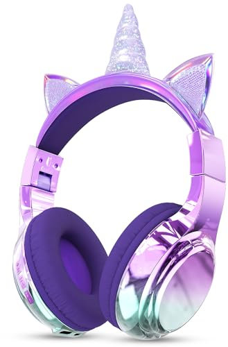 JYPS Cuffie Bluetooth Bambina, Metallico Cuffie Bambini Wireless Over Ear con Microfono Bluetooth 5.3, 74/85/94dBA Volume limitato, 40H Tempo di Riproduzione, per Musica/Scuola