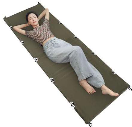 whsiodj Faltbares Campingbett Klappbett Ultraleicht 4.85 lbs 190x65cm Tragkraft 150kg Army Grün 600D Oxford Stahlrahmen Für Outdoor Camping Wandern Jagd (Feldgrau)
