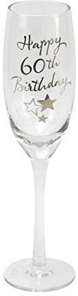 60th Birthday Stars Champagne Flute Glass Gift