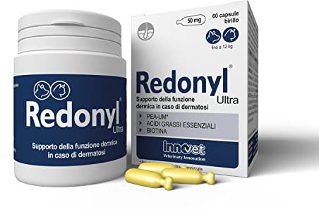 Redonyl Ultra 50 mg - Per la salute di cute e mantello del cane e del gatto - Confezione da 60 capsule birillo monodose