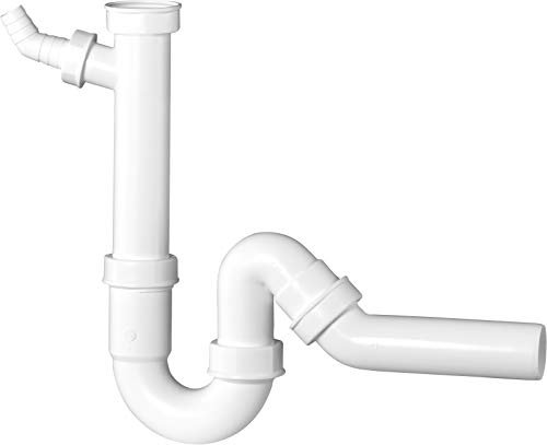 Cornat Röhren-Geruchsverschluss für Spültische - 1 1/2 Zoll x 40 mm - Mit Geräteanschluss & 45° Abzweig - Hergestellt aus robustem Kunststoff - Made in Germany Qualität / T353004
