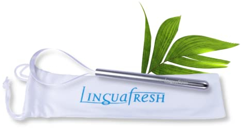 Zungenreiniger, Zungenschaber Edelstahl LinguafreshONE mit Transportsäckchen rostfrei nachhaltig