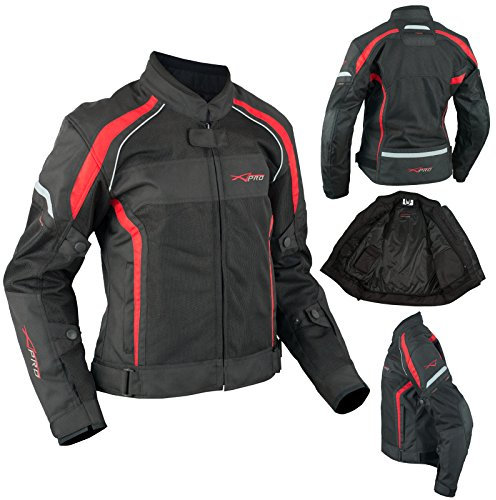 A-pro Mujer Transpirable Chaqueta Moto Verano Reflectantes Regulable Rojo L