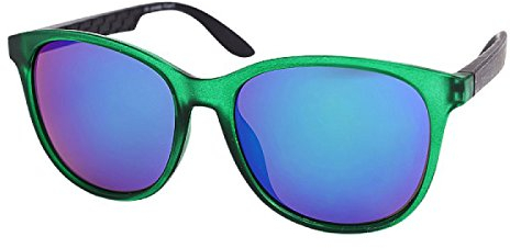 CHICNET Hochwertige Sonnenbrille Nerd Brille verspiegelt Bügel Eckig 400 UV Grün Pink Blau Grün