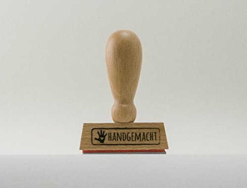 Stempel, Handgemacht mit Hand und Herz, 45mm x12mm, Holzstempel