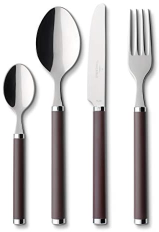 Villeroy & Boch Play! Cubertería para hasta 6 Personas, 24 Piezas, Acero Inoxidable, Mango de plástico marrón