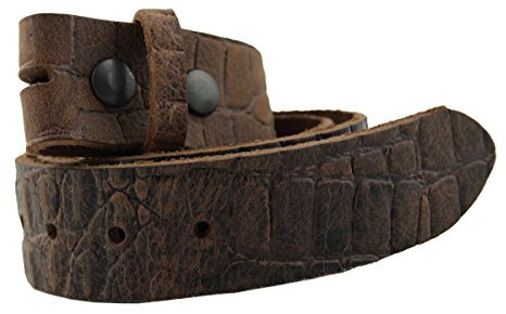 WESTERN-SPEICHER Ledergürtel Wechselgürtel Reptil Kroko Prägung Braun, Länge 85cm