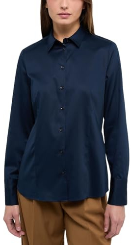 ETERNA Regular Bluse Langarm Hemdenkragen Schulterpasse Nachtblau