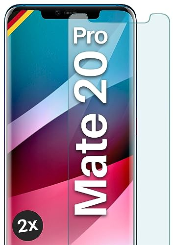 MoEx Cristal templado transparente compatible con Huawei Mate 20 Pro, película protectora de pantalla inastillable, blindada, 2 piezas