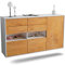 Dekati Sideboard Santa Rosa hängend (136x77x35cm) Korpus Weiss matt - Front Holz-Design Eiche - Push to Open - Leichtlaufschienen