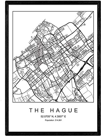 Drucken Stadt anzeigen Das haag skandinavischen Stil in Schwarz und Weiß. A3 Größe Plakat Das bedruckte Papier Keine 250 gr. Gemälde, Drucke und Poster für Wohnzimmer und Schlafzimmer