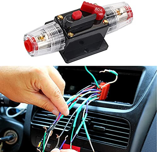 Porte Fusible 80Amp DC Disjoncteur Automatique R¡§|initialiser R¡§|initialiser l'inverseur de Fusible Voiture Bateau Porte Fusible ¡§|tanche 12-24V