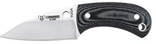Cudeman Nuevo Cuchillo de Cuello Yoda 200-M-K KYDEX Hoja de Acero Böhler N-695 y empuñadura de micarta Negra de 5,8 cm para Caza, Pesca, Supervivencia y bushcraft + Portabotellas Regalo