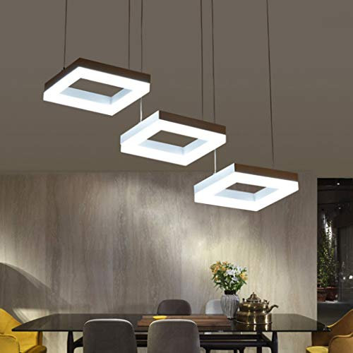 AHQX Aluminium Pendelleuchte LED Hängelampe 35W Moderner Quadratischer Pendellampe Drei Köpfe Höhenverstellbarer Hängeleuchte Acryl Schlafzimmer Kronleuchter Esszimmer Gang Wohnzimmer,Whitelight …