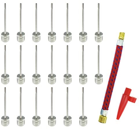 22 Pack Ball Pump Needles Stainless Steel with Valve Adapter and Air Hose for Sports Soccer Basketball Football Rugby