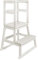 BOMI® Swubi Montessori Lernturm ab 1 Jahr | Sicherer Tritthocker Kinder 2 Stufen | Learning Tower für Kind & Baby aus Holz | Schemel, Lernstuhl als Stehhilfe, Kinderhocker Holz Weiß