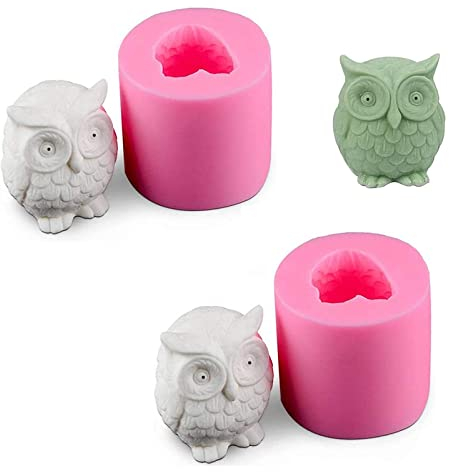 Tier Silikonform 2 Stück Silikon Seifengießform Kerzen Gießform Diy Eulen Silikonform 3D Eulenform Silikonform 3d Tiere Backformen Kreativ Handwerk Für Seife Kerze Schokolade Rosa