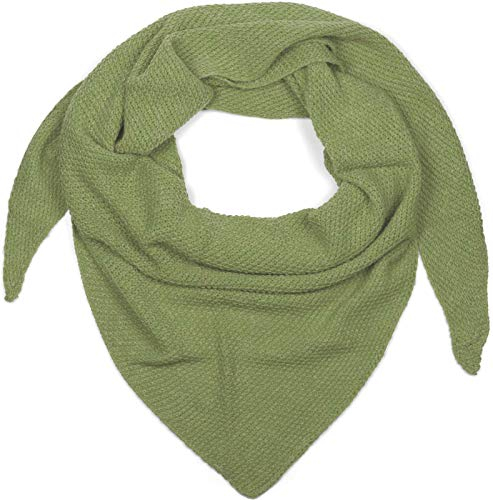 styleBREAKER Damen Strick Dreieckstuch | Weiches Schultertuch mit Reiskorn Muster | Unifarbenes Dreiecktuch aus Wolle Mix | Made in Italy | 190 x 72 cm, Farbe:Lindgrün