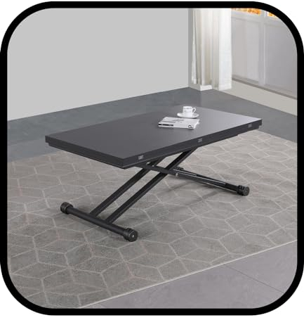 VOLERO' Wandelbarer platzsparender Tisch; höhenverstellbarer Tisch ;Modell Ulisse Medium, Lift-Tisch ;Verstellbarer wohnzimmertish (Grau)