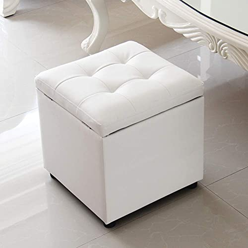 NMDCDH Würfel Kunstleder Osmanische Lagerung Fuß Hocker Hocker Sitzbank, Spielzeug Box Organizer Box Hocker Brust Einzelsitz Für Home-White 40x40x40cm (16x16x16)