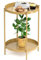 OVICAR Gold Side Table - 2 Tier Metal Round End Coffee Accent Nightstand Waterproof Removable Tray for Living Room Bedroom Balcony