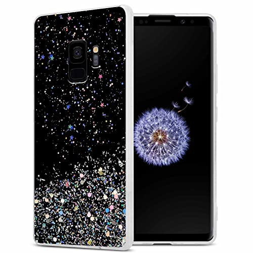 Cadorabo Hülle kompatibel mit Samsung Galaxy S9 Rundumschutz TPU Silikon Case Mädchen Glitzer Strass Design Slim Kratzfest Weiche Gummi Bling Schutzhülle für Samsung Galaxy S9 in Schwarz