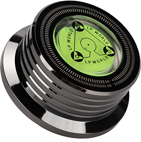 ciciglow Metal Schallplatten Gewicht, Turntable Disc Stabilizer, Aluminium Scheibenstabilisator, mit Wasserwaage, Um Vibrationen zu Eliminieren, für LP Record Player(Helles