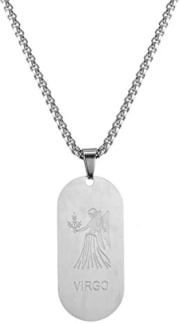 AFSTALR Silber Kette 12 Sternbilder Jungfrau Halskette Herren Tierkreis Kette Anhänger Konstellation Kette