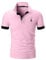 STTLZMC Polo Homme Manche Courte Slim Fit Poloshirt Casual Col Contrasté S-XXL,Rose,XL