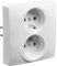 DEBFLEX - Toma eléctrica doble de 2 P+T, 1 estación – Toma de pared 16 A con tierra y pozo invertido – Instalación empotrada – Blanco – 88 x 85 x 45 mm