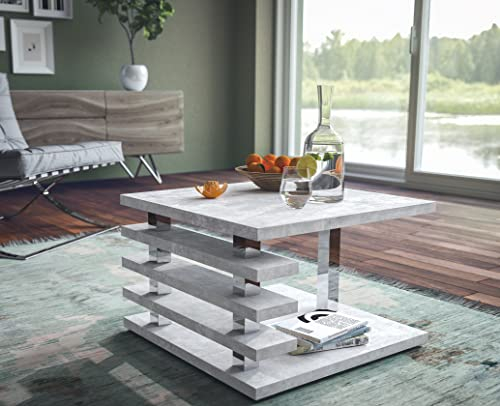 Design Couchtisch DC-2 Beton 60x60x40cm eckig Ablage modern quadratisch Wohnzimmertisch Beistelltisch Sofatisch platzsparend Wohnzimmer kleine Räume Living Room Table