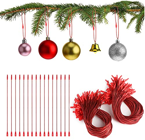 Surflyee 200 Stück Haken für Weihnachtsbaumschmuck, Weihnachtskugeln Haken, Kugelanhängern, Christbaumkugel Aufhänger, Zur Dekoration von Weihnachtskugeln(Rot)