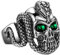 JewelryWe Schmuck Biker Herren-Ring Gothic Punk Schlange Totenkopf Schädel mit Grün Augen Ring Schlangenring Edelstahl Band Bandring mit Gravur Silber Größe 65